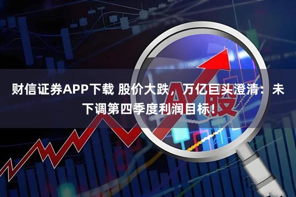 财信证券APP下载 股价大跌，万亿巨头澄清：未下调第四季度利润目标！
